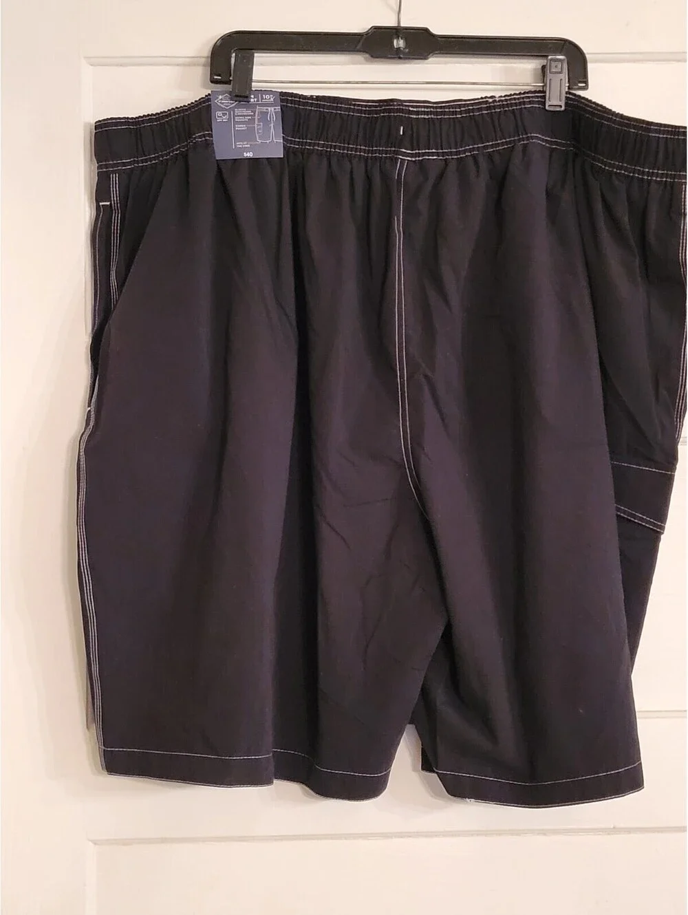 NEW St Johns Bay 5XL Men's Swim Cargo Trunks Shorts Drawstring Mesh  Black
